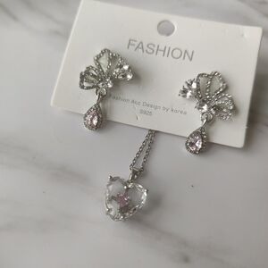 Elegant Silver and Pink Jewelry Set